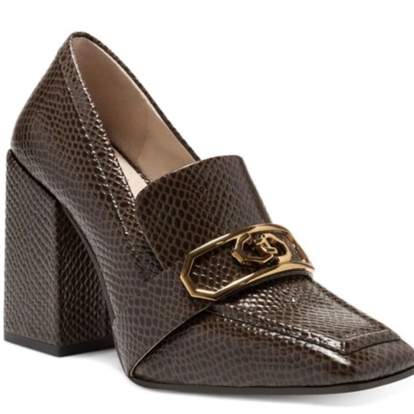 Louise et Cie Shoes - Louise et Cie Brown Textured Block Heel Loafers with Gold Accent  size 6M/6.5